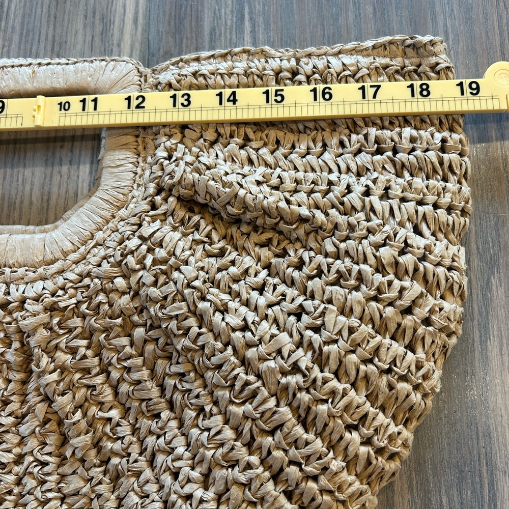 NWOT Bohemian Chic Beach Woven Tan Handbag Coastal Vacation Summer Resort - Picture 6 of 7